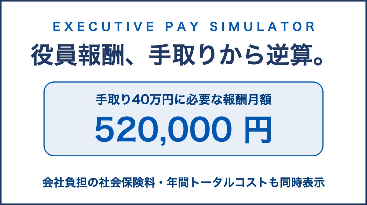 役員報酬手取り逆算シミュレーター（2026年対応）のプレビュー