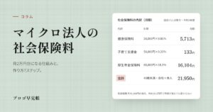 マイクロ法人の社会保険料はいくら｜プロゴ早見帳