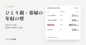 ひとり親・寡婦の年収の壁｜プロゴ早見帳