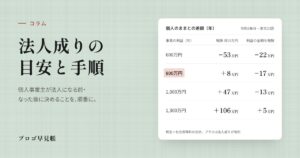 法人成りの目安と手順｜プロゴ早見帳