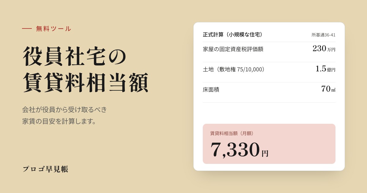 役員社宅の賃貸料相当額シミュレーター