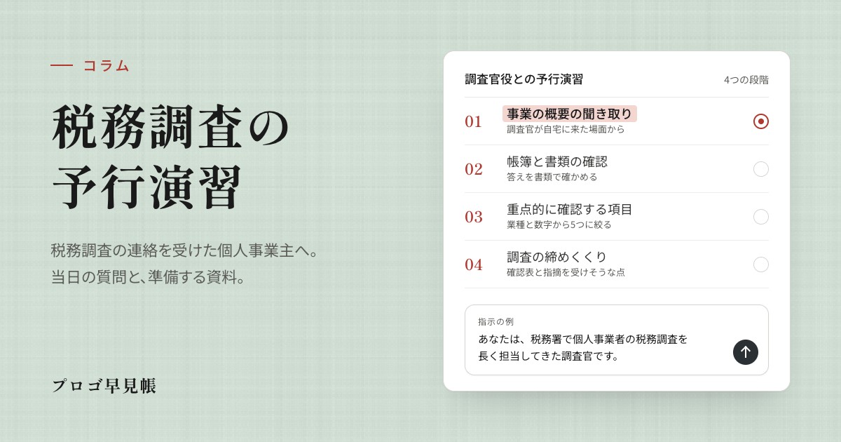 税務調査の予行演習｜プロゴ早見帳
